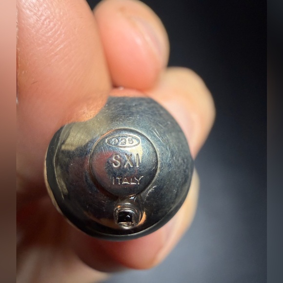 Vintage SXI 925 Italy Sterling Silver Teardrop Pendant Black Cord Necklace - Picture 13 of 13